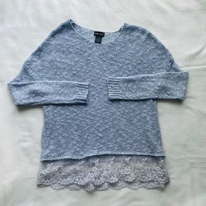 light blue lace trim sweater